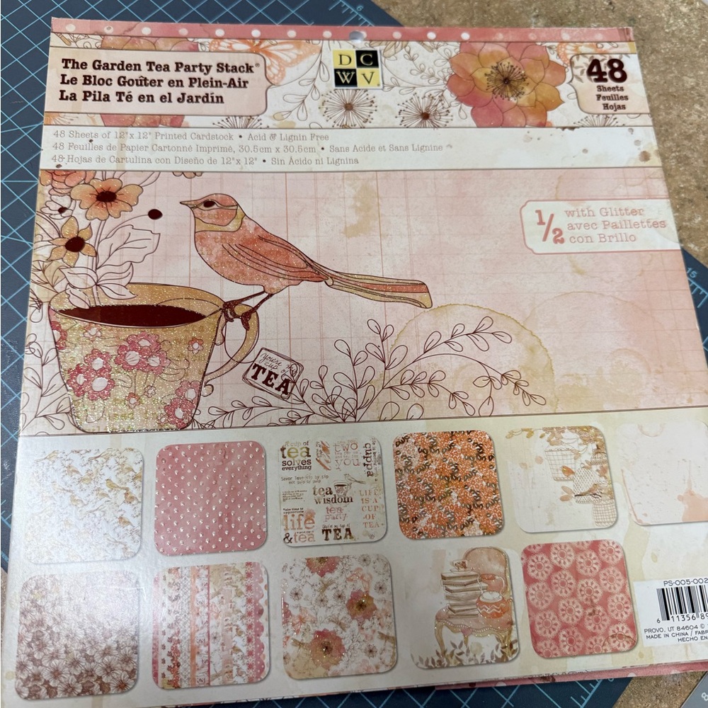 🌸 Garden Tea Party Stack Cardstock Paper Pad - 45 sheets